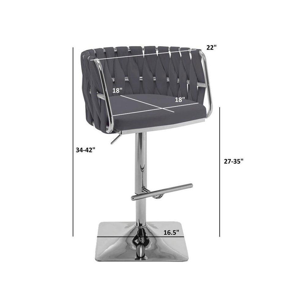 Barstool in White faux leather and silver color base (SET OF 2)