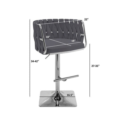 Barstool in White faux leather and silver color base (SET OF 2)