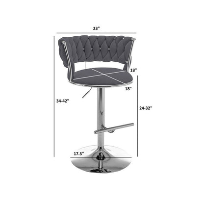 Emerald green adjustable barstool with silver color base (SET OF 2)