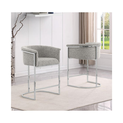 Best Quality teddy Boucle in rich gray barstool - Set of 2