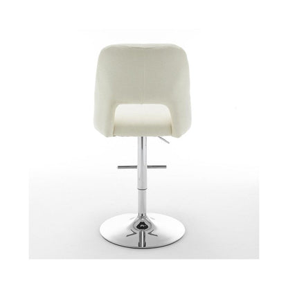 Boucle fabric upholstered barstool with a beige seat and silver base (SET OF 2)