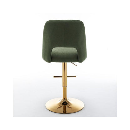 Boucle fabric upholstered barstool with a green seat and gold base (SET OF 2)
