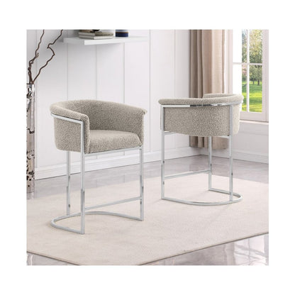 Best Quality teddy Boucle in gray barstool - Set of 2