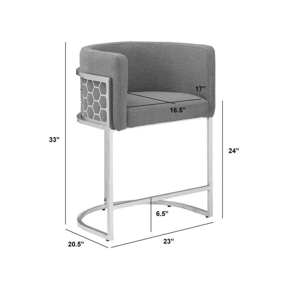 Honeycomb back barrel chair in Dark gray with silver base, Set of 2