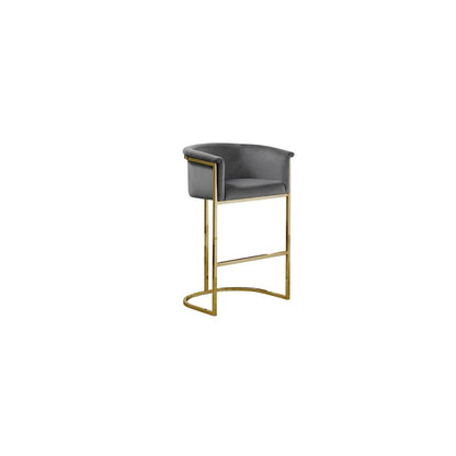 24" Dark Gray Velvet Upholstered Counter Height with Gold Base-Single