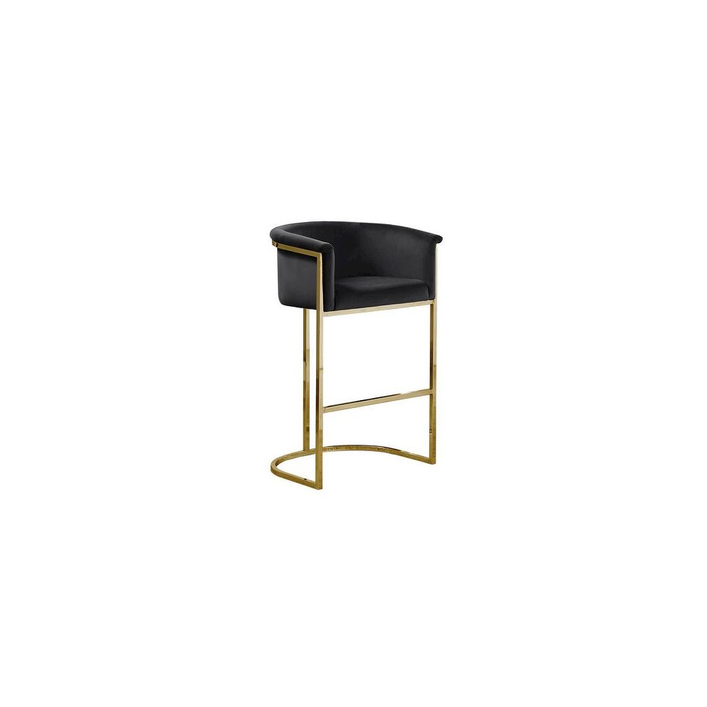 24" Black Velvet Upholstered Counter Height wih Gold Base Single