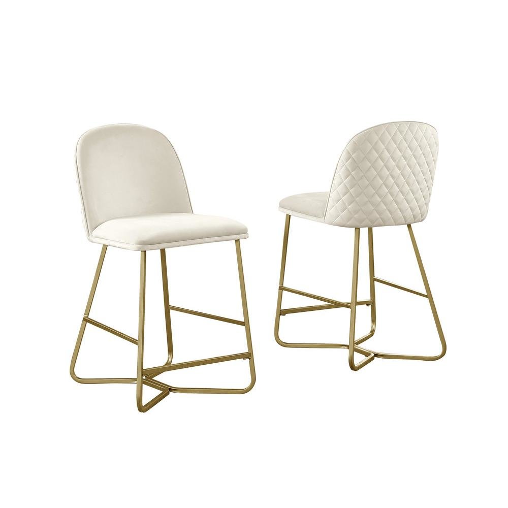 Upholstered counter height in cream velvet (set of 2)