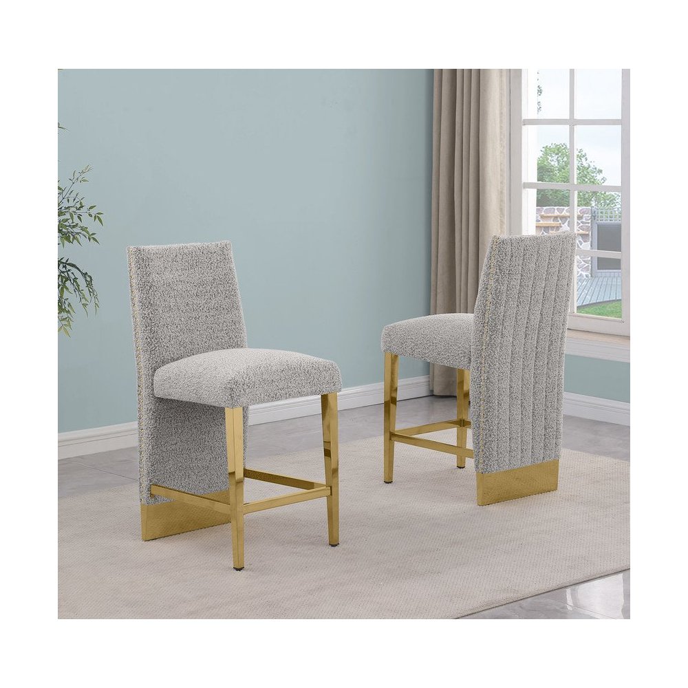 Luxe Rich gray boucle counter height chairs - Set of 2