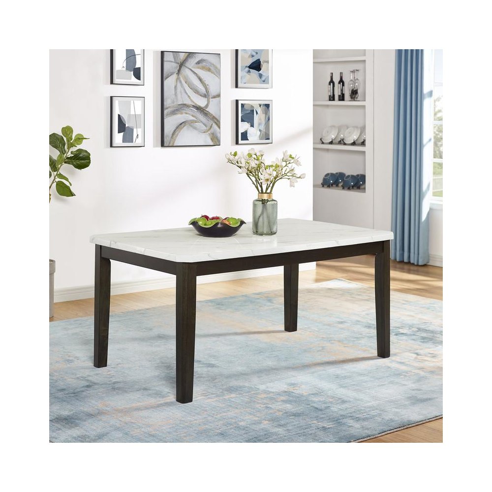 64" White faux marble dinging table