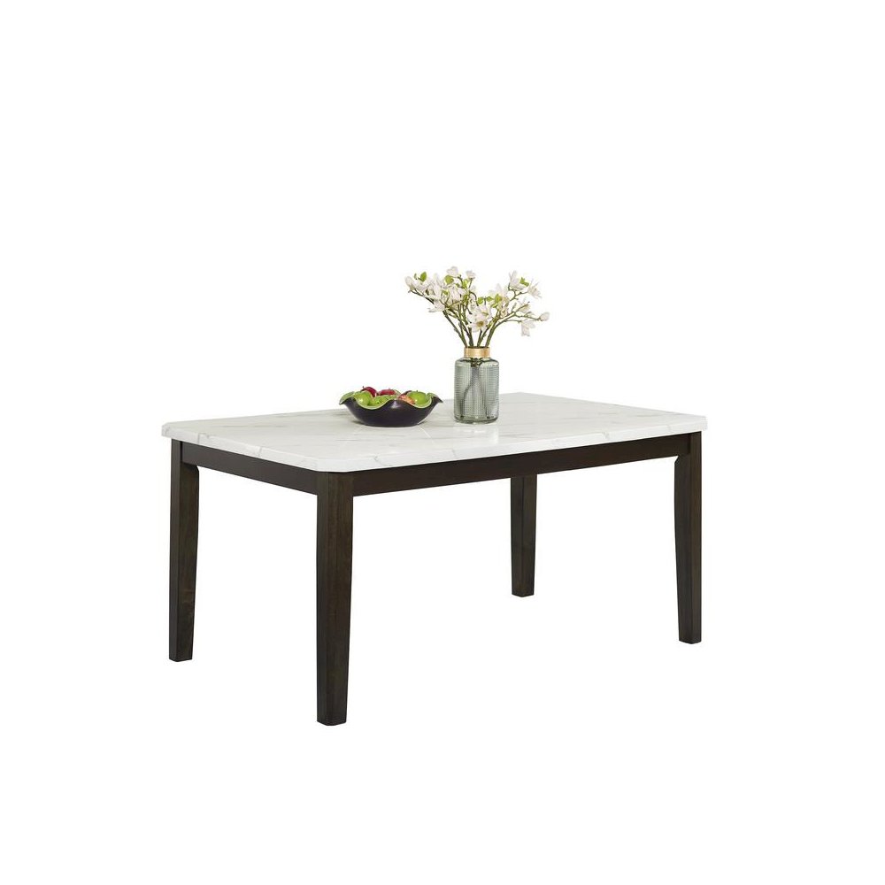 64" White faux marble dinging table