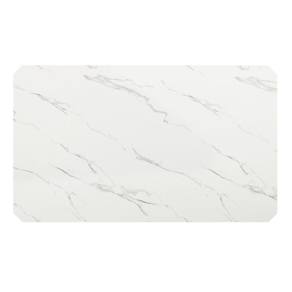 64" White faux marble dinging table