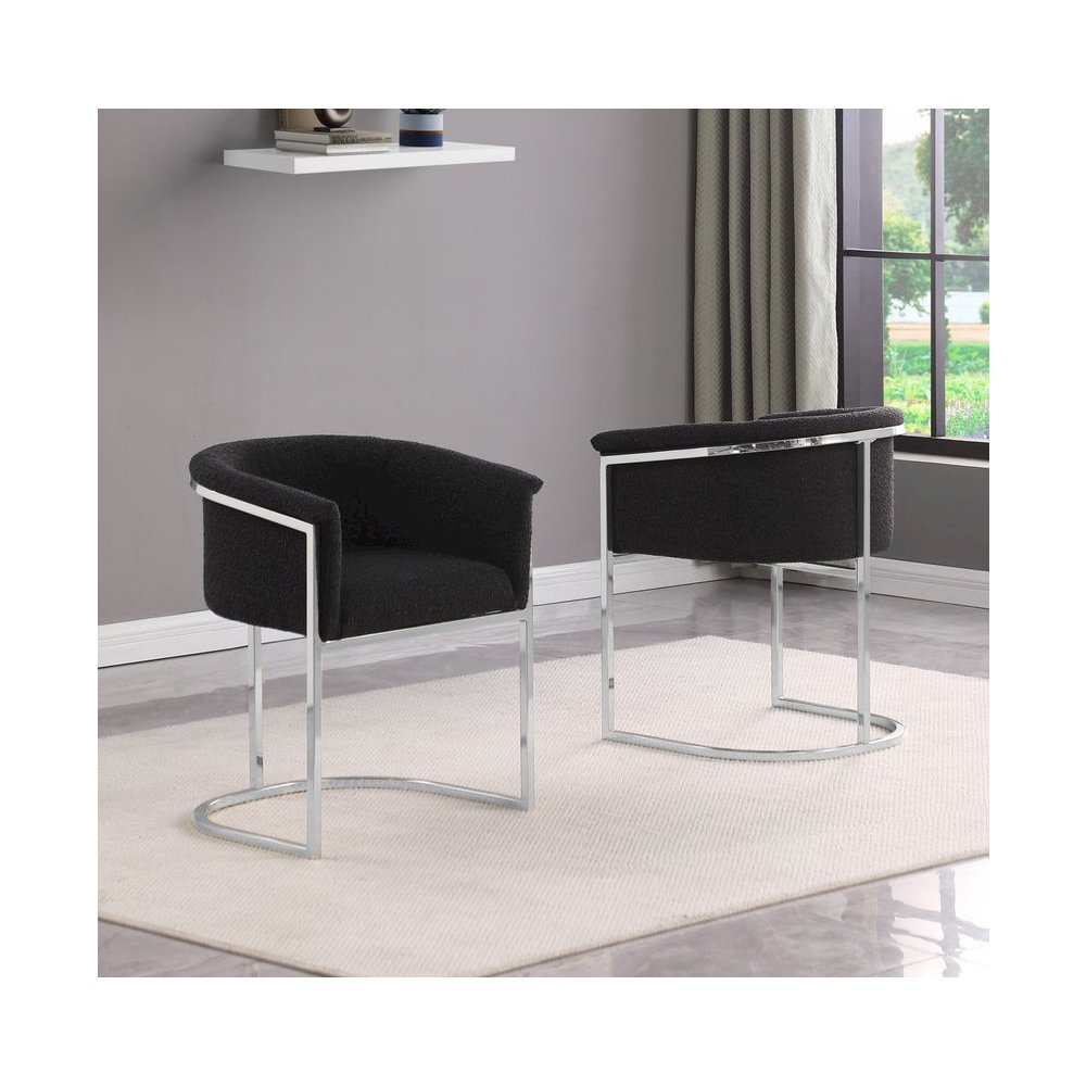 Best Quality teddy Boucle in black side chair - Set of 2