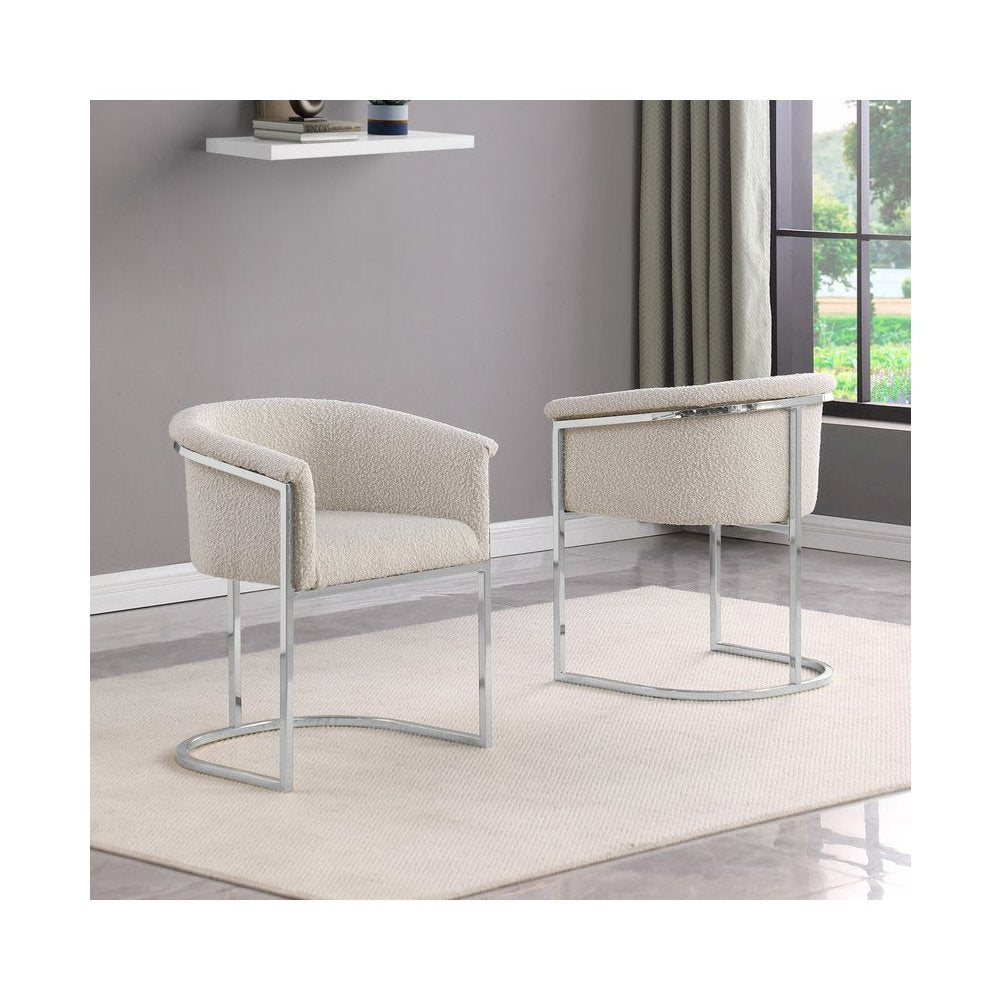 Best Quality teddy Boucle in cream side chair - Set of 2