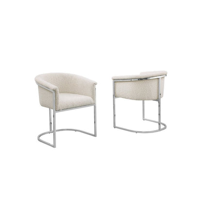 Best Quality teddy Boucle in cream side chair - Set of 2