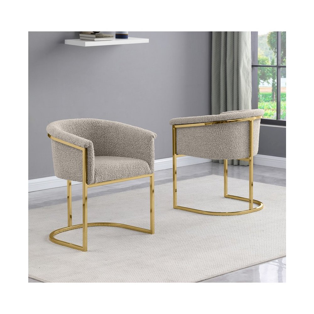 Best Quality teddy Boucle in gray side chair - Set of 2