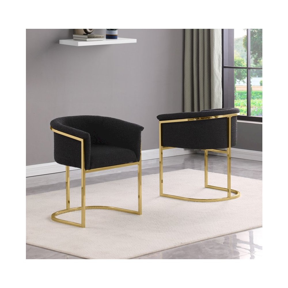 Best Quality teddy Boucle in black side chair - Set of 2