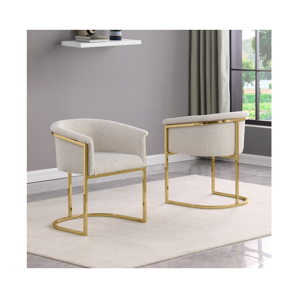 Best Quality teddy Boucle in cream side chair - Set of 2