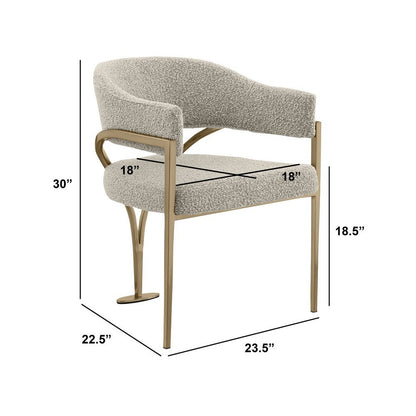 Modern Upholstered Chair with Gray Boucle Fabric Set of 2