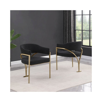 Modern Upholstered Chair with Black Boucle Fabric Set of 2