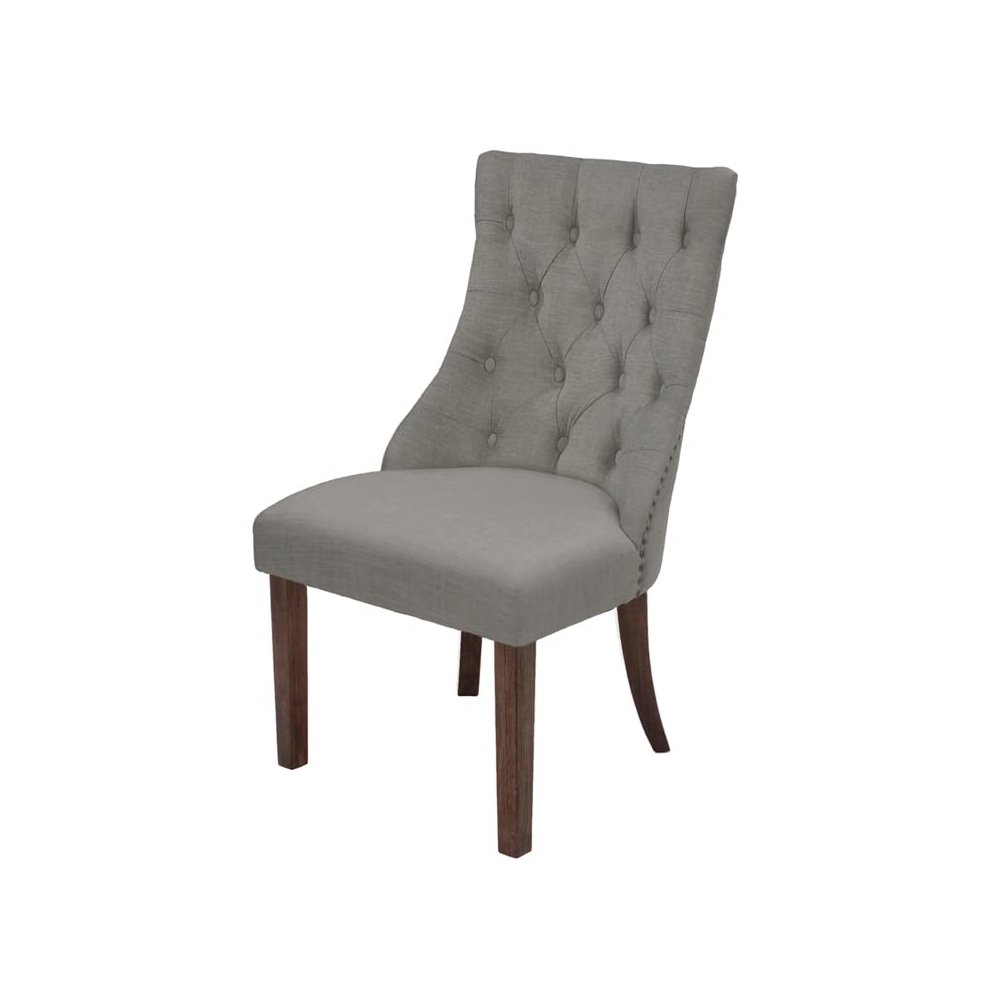 Dining Chair, Set of 2 in Dark Grey Linen