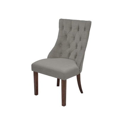 Dining Chair, Set of 2 in Dark Grey Linen