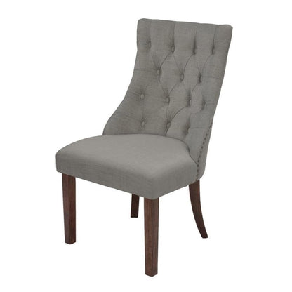 Dining Chair, Set of 2 in Dark Grey Linen