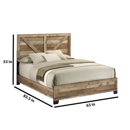 3pc Queen Panel Bedroom Set Weathered Brown Pine color