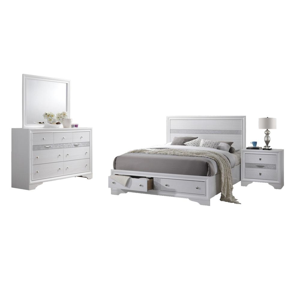 Catherine White Platform Queen Bed - White