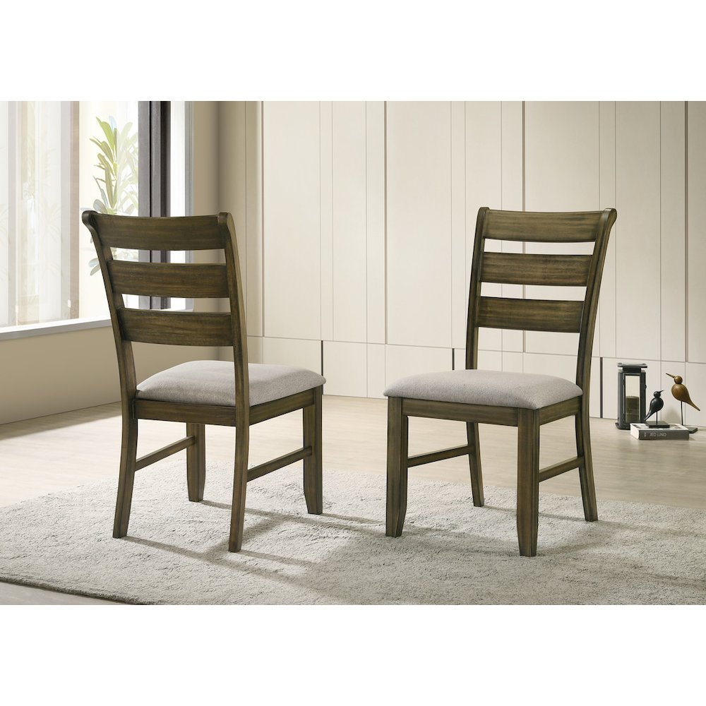 7pc wood dining set with ladderback side chairs