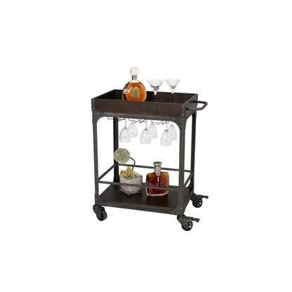 Rustic Espresso Cart w/ Lower Shelf