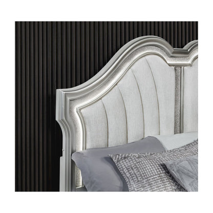 Classic Silver Queen Panel Bed In Silver Color