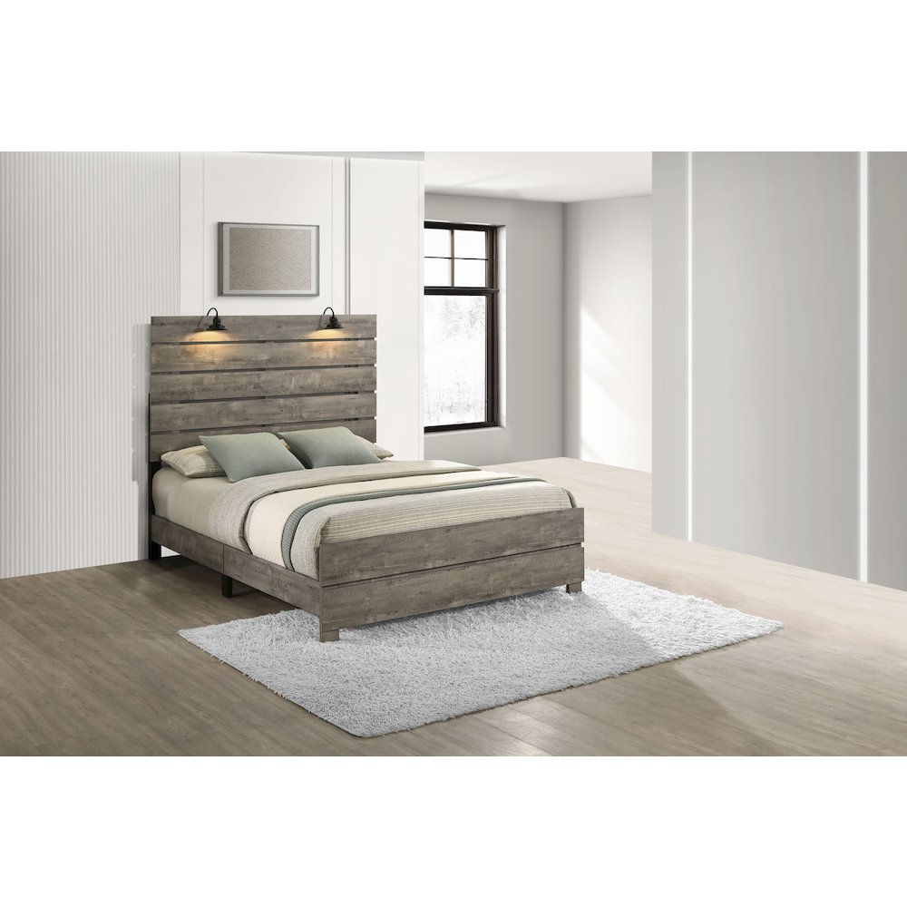 5Pc Modern Full Size Panel Bedroom Set In Antique Gray Color