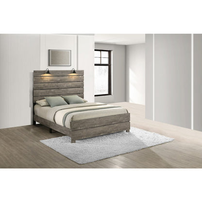 5Pc Modern Full Size Panel Bedroom Set In Antique Gray Color