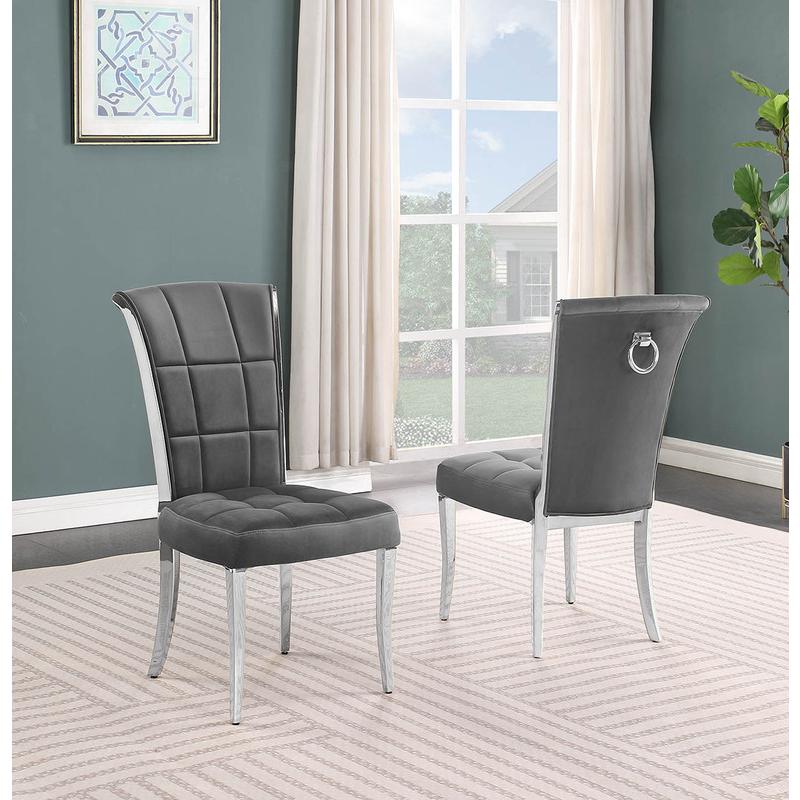 9pc Large (87") marble top dining set with silver base and 8 Dark grey chairs