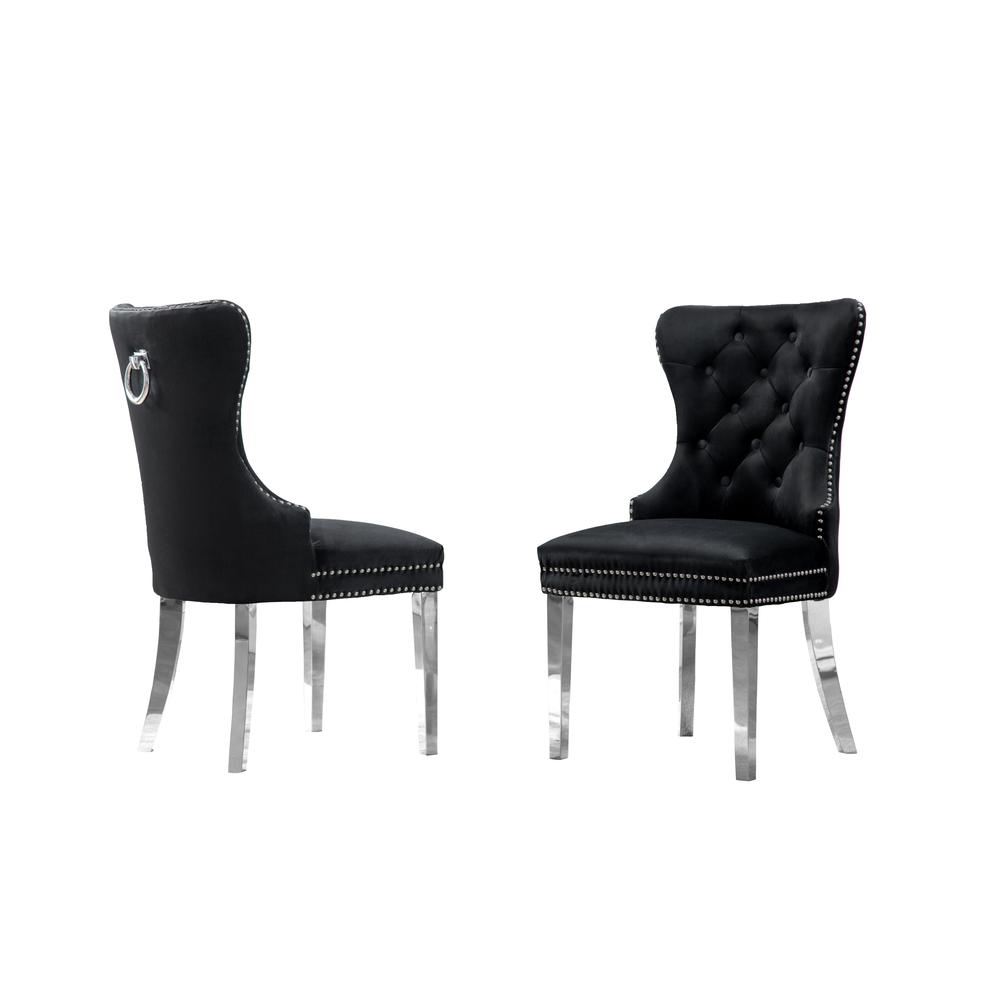 White Marble Round 5 piece Dining Set Ring Chairs in Black Velvet - Lazy Susan