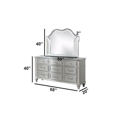 4 Piece Silver Queen Panel Bedroom Set ( Qb+Dresser+Mirror+Nightstand)