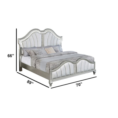 Classic Silver Queen Panel Bed In Silver Color