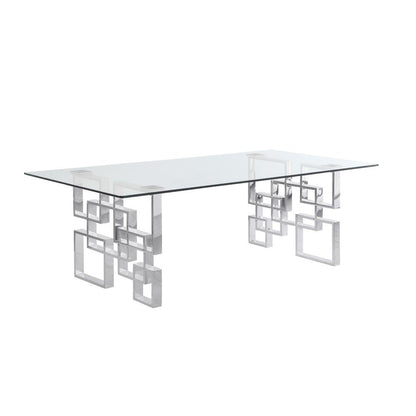 9-piece glam dining set with 8 Black chairs and 1one 95" glass  table