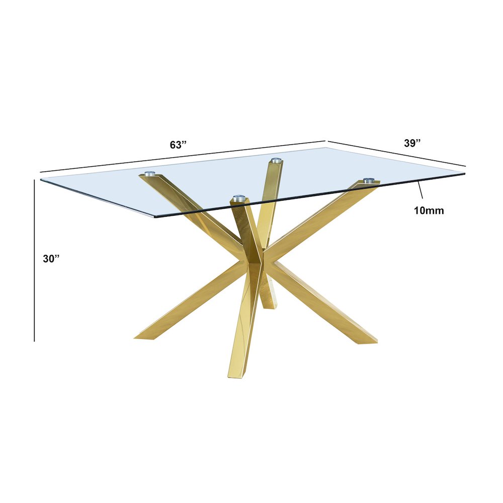 5Pc Rectangle Tempered Glass Dining Table With 4 Beige Side Chairs