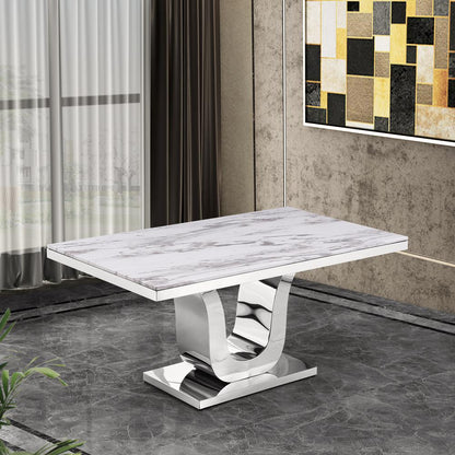 White Marble 9pc Set Pleated Chairs in Black Velvet