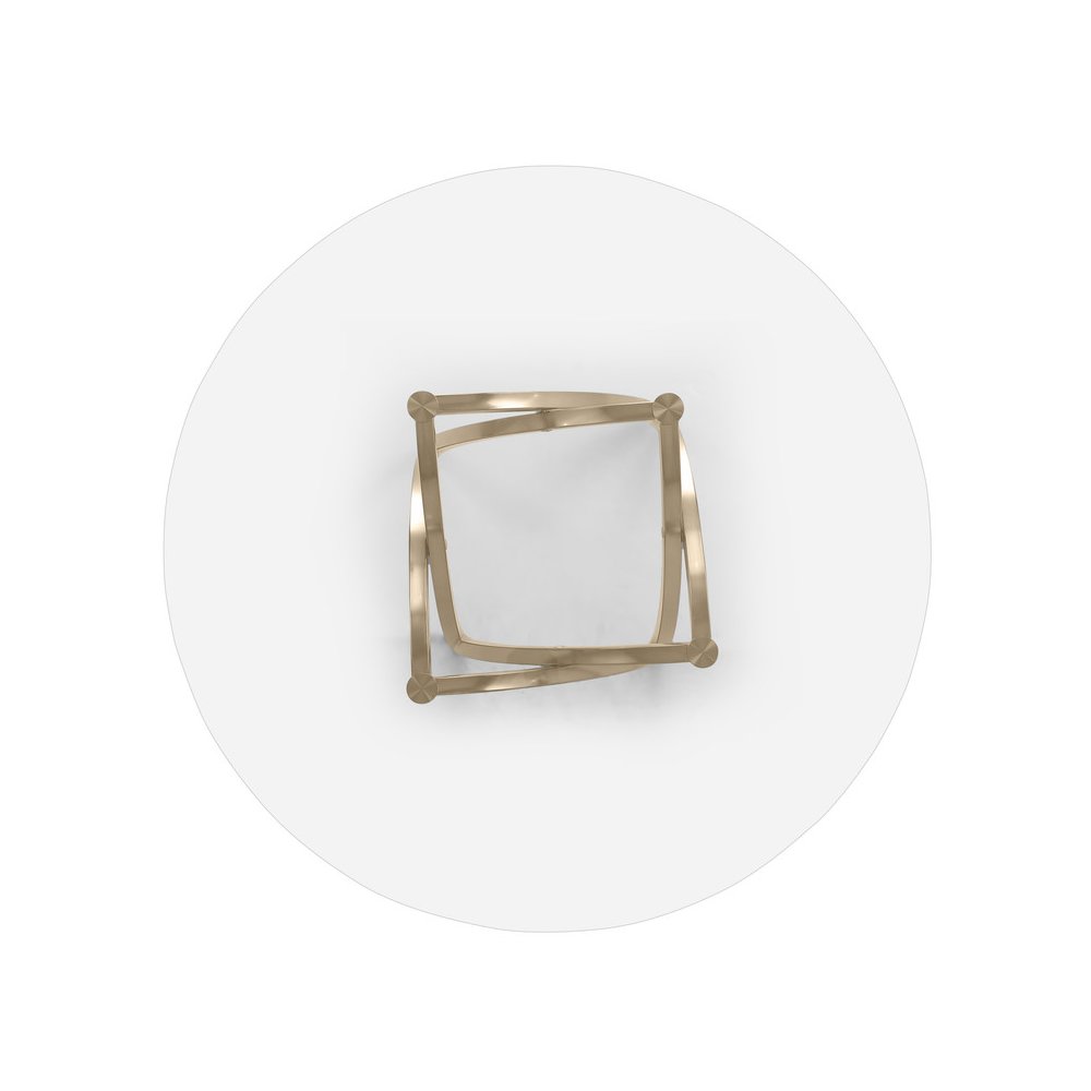 Round 48X48 Tempered Glass Dining Table With Matte Gold Base