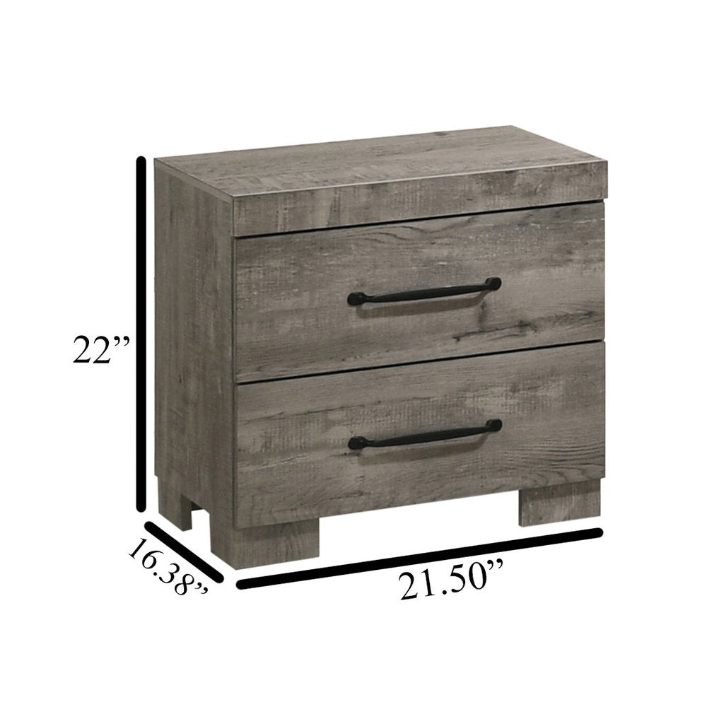 3Pc Modern Queen Size Panel Bedroom Set In Antique Gray Color