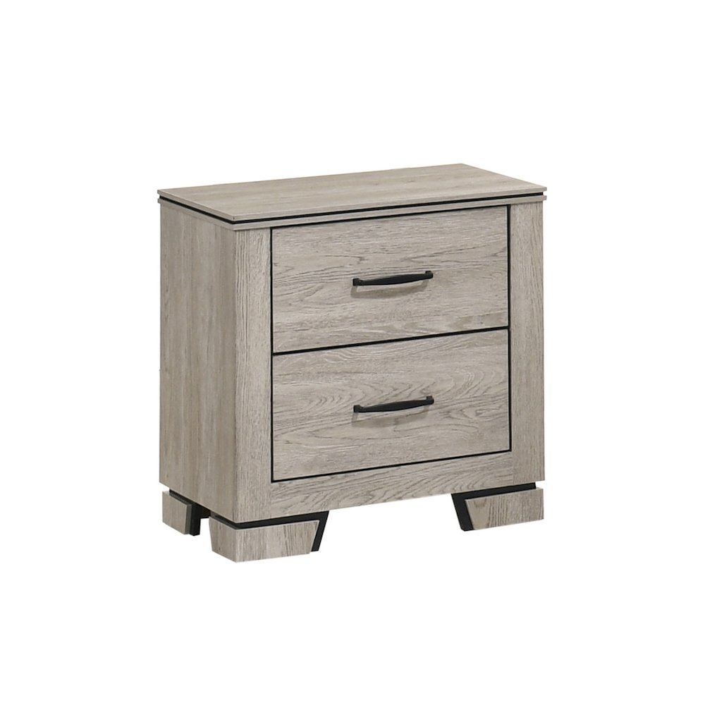 4pc Queen Panel Bedroom Set Greige Rustic Oak