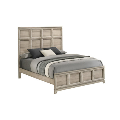 5pc Queen Panel Bedroom Set Weathered Greige(Bed, Dresser, Mirror,2 Nightstand)