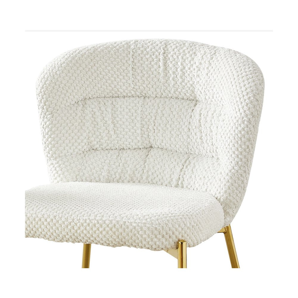 Rectangle Tempered Glass Dining Table With 6 Cream Side Chairs