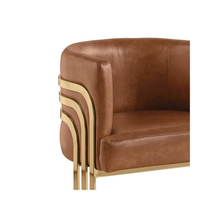 Leather-Aire Barrel Accent Chair with Gold Base