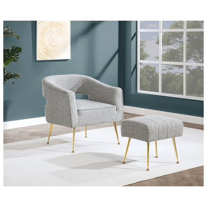 2 Pc Rich Gray Accent Chair And Ottoman With Gold Legs