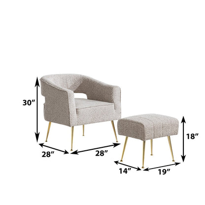 2 Pc Gray Accent Chair And Ottoman With Gold Legs
