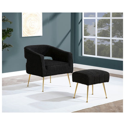 2 Pc Black Accent Chair And Ottoman With Gold Legs