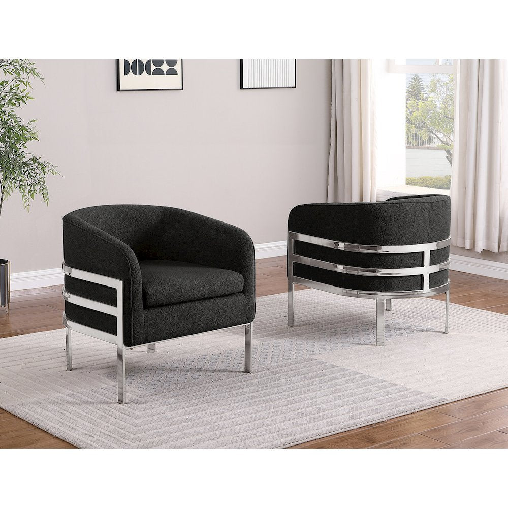 Single Teddy Fabric Black Barrel Chair